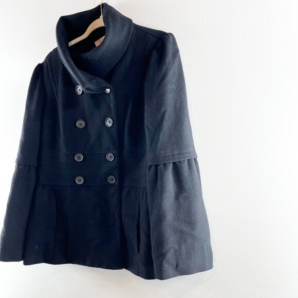 LOFT Double Breasted Wool Blend Peacoat Black 16 - Picture 9 of 9